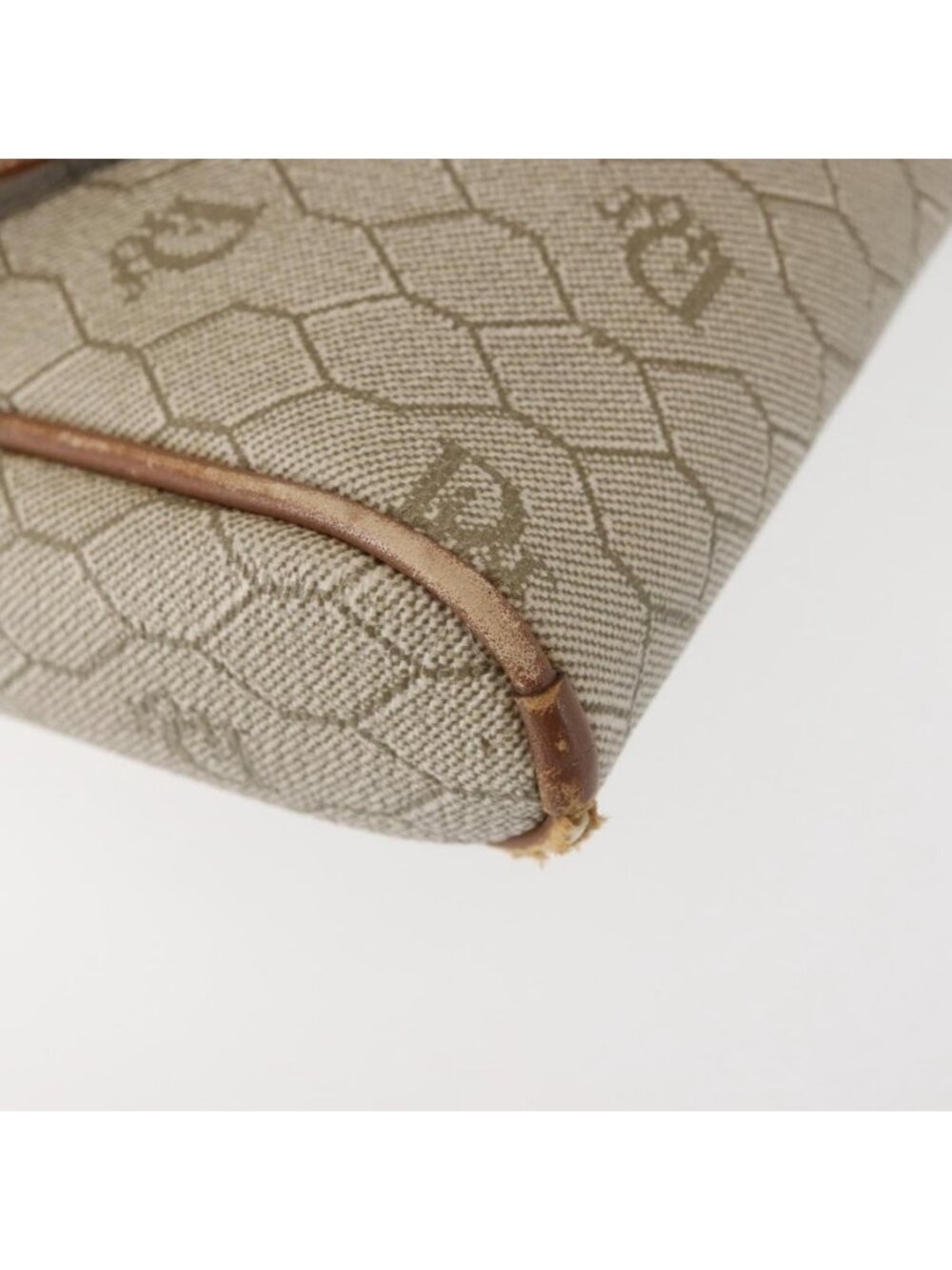 Authentic Christian Dior Honeycomb Canvas Shoulder Bag PVC Beige Gold - Picture 7 of 16